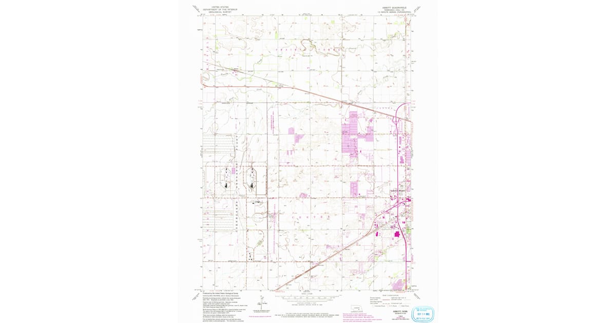 1962 Map of Abbott, Hall County, NE — High-Res, 1993 Print | Pastmaps