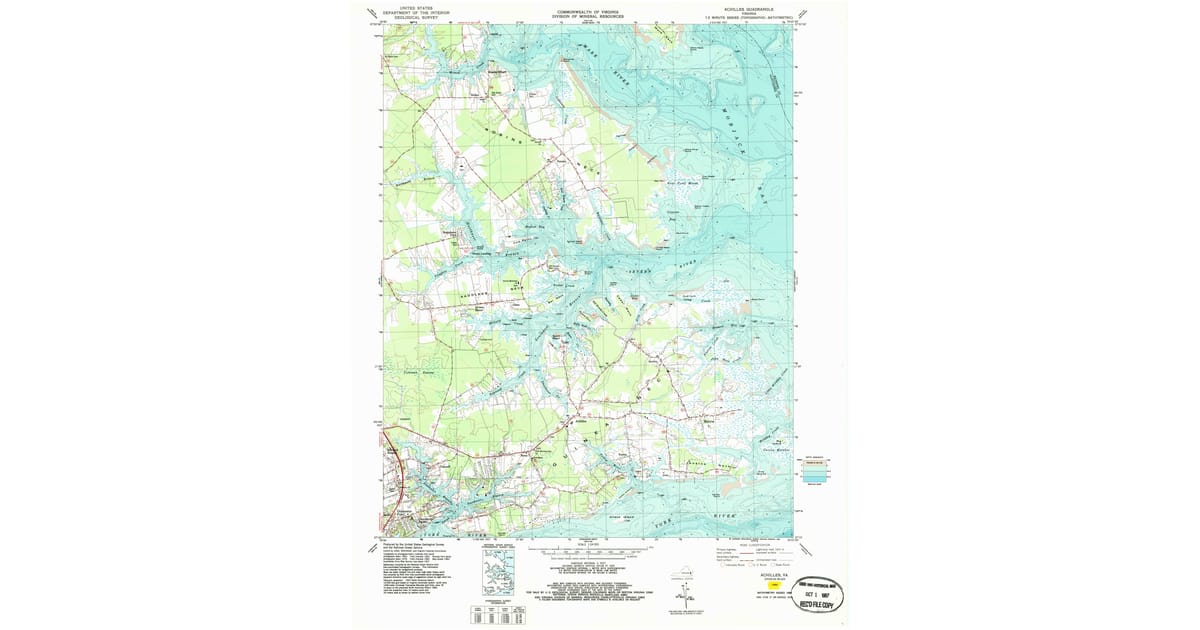 1965 Map of Achilles, Gloucester Point, VA — High-Res, 1987 Print ...