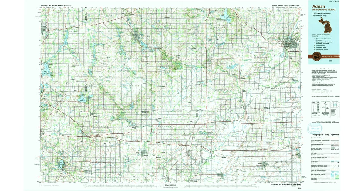 1990s Maps of York IN Pastmaps - Adrian Hillsdale County Mi Usgs Topo 1990 P1991 Og 1200x630 