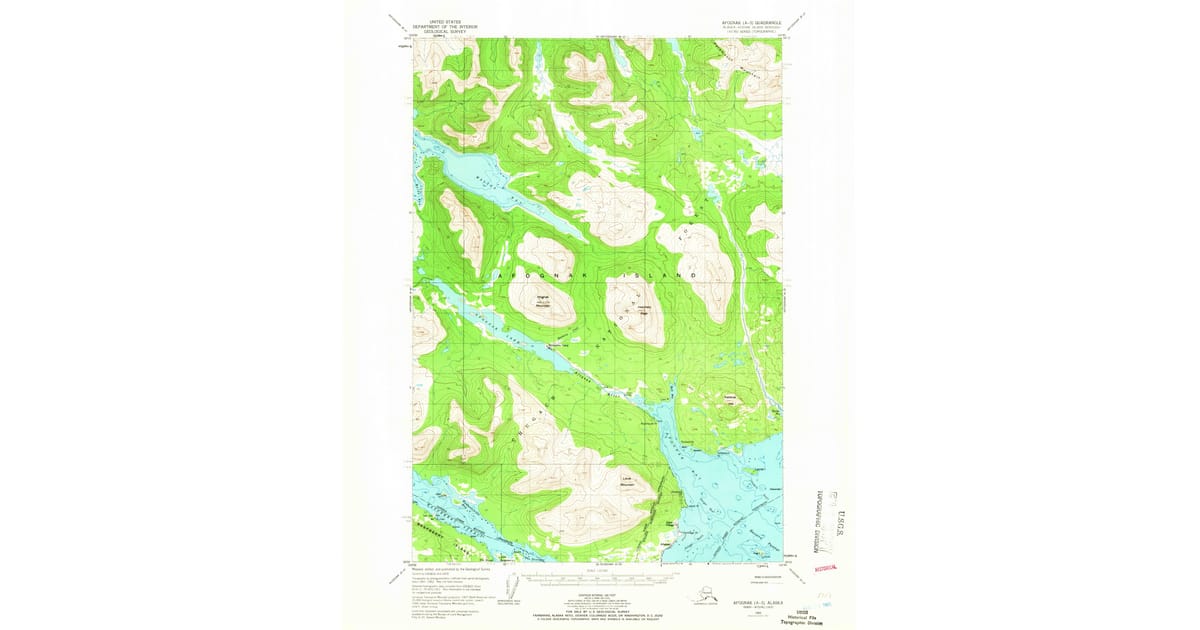 1952 Map of Afognak A-3, Kodiak Island Borough, AK — High-Res | Pastmaps
