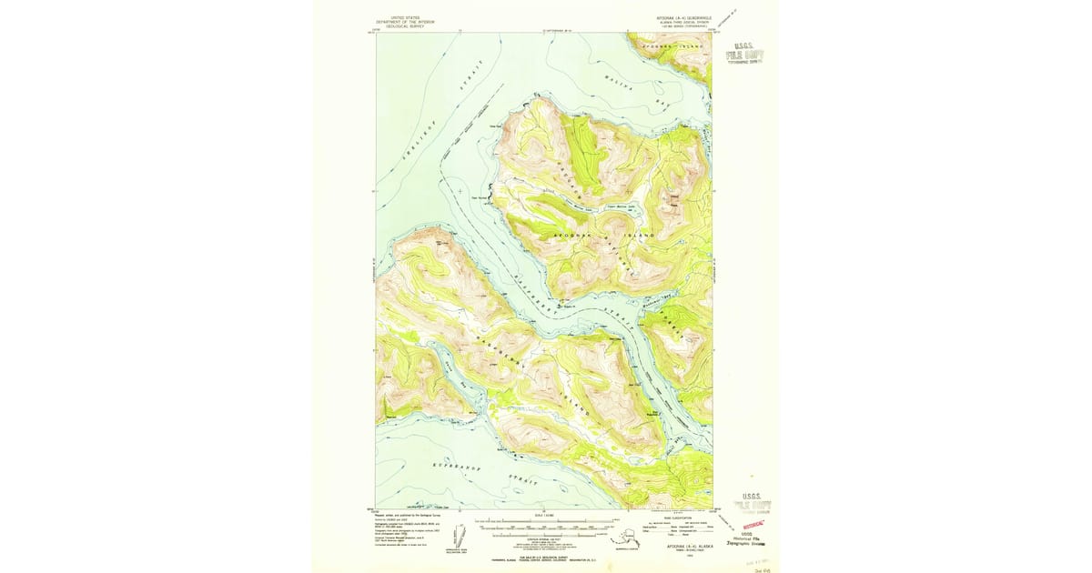 1953 Map of Afognak A-4, Kodiak Island Borough, AK — High-Res | Pastmaps