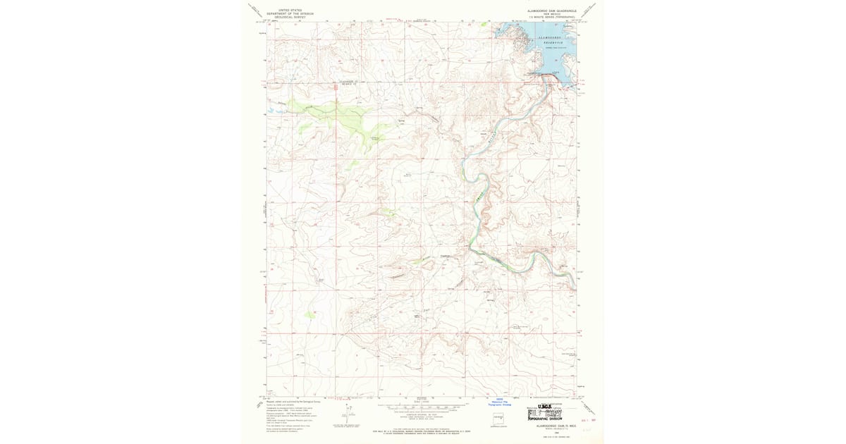 1966 Map of Alamogordo Dam, Lake Sumner, NM — High-Res | Pastmaps