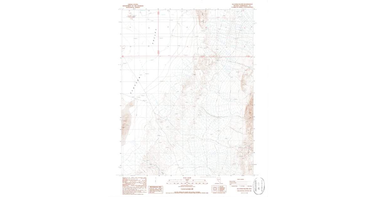 1987 Map of Alcatraz Island, Esmeralda County, NV — High-Res | Pastmaps
