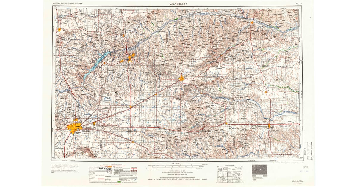 Old Maps of White Deer TX for - Amarillo Potter County Tx Usgs Topo 1954 P1966 Og 1200x630 