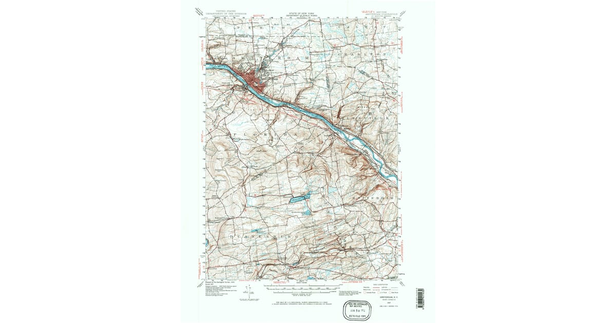 1947 Map of Amsterdam, Guilderland, NY — High-Res, 1968 Print | Pastmaps