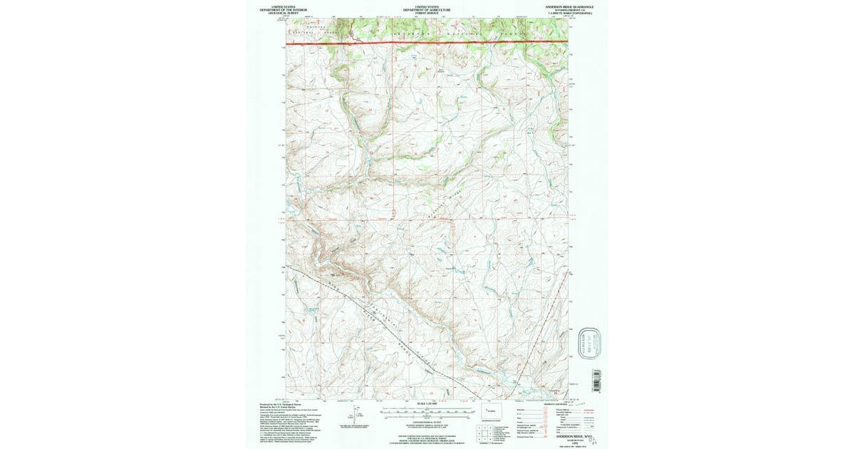 1991 Map of Anderson Ridge, Fremont County, WY — High-Res | Pastmaps