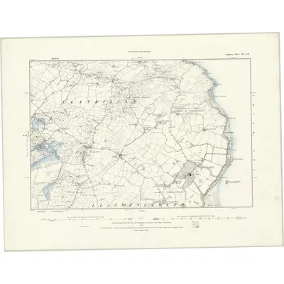 1887 Map of Anglesey III.SE, 1888 Print
