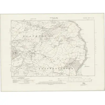 1922 Map of Anglesey III.SE, 1926 Print
