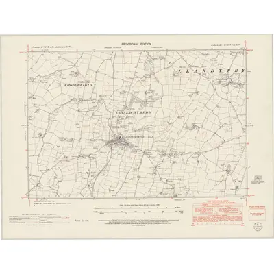 1949 Map of Anglesey VII.SW, 1953 Print