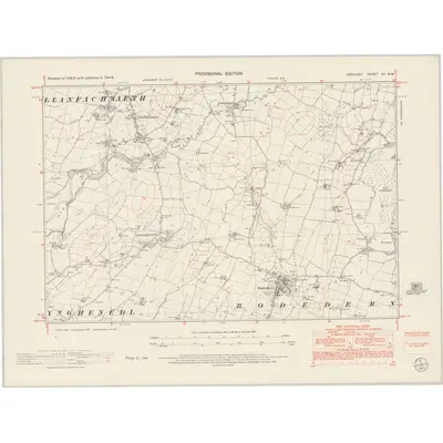 1949 Map of Anglesey XII.NW, 1953 Print