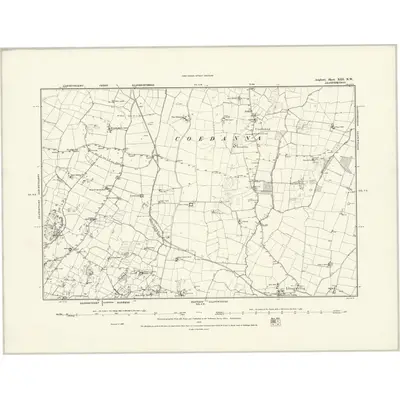 1887 Map of Anglesey XIII.NW, 1888 Print