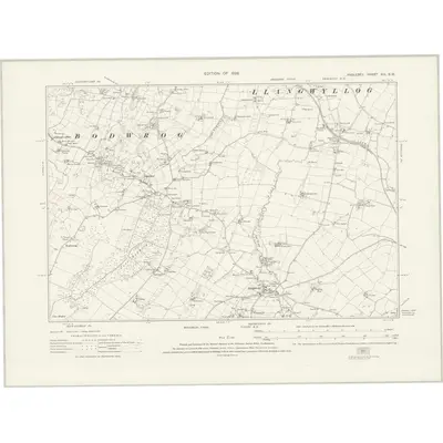 1915 Map of Anglesey XIII.SW, 1926 Print