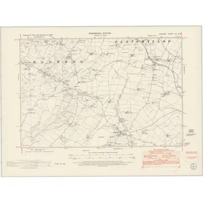 1949 Map of Anglesey XIII.SW, 1953 Print