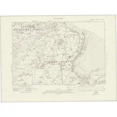 1915 Map of Anglesey XIV.NW, 1926 Print