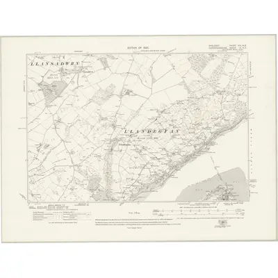 1913 Map of Anglesey XIX.NE, 1920 Print