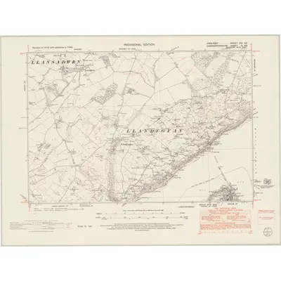 1949 Map of Anglesey XIX.NE, 1953 Print