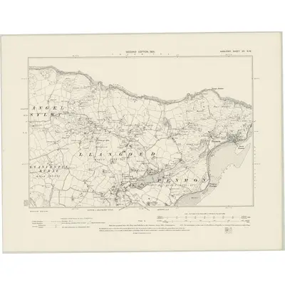 1899 Map of Anglesey XV.NW, 1901 Print
