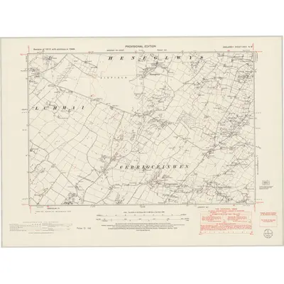 1949 Map of Anglesey XVIII.NW, 1953 Print