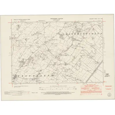 1949 Map of Anglesey XVIII.SW, 1953 Print