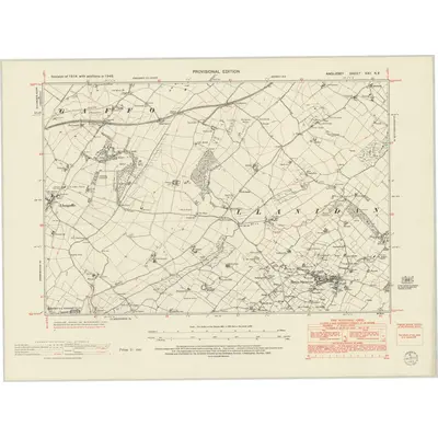 1949 Map of Anglesey XXII.NE, 1953 Print