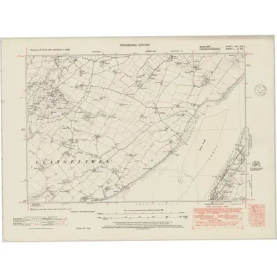 1938 Map of Anglesey XXII.SE, 1948 Print