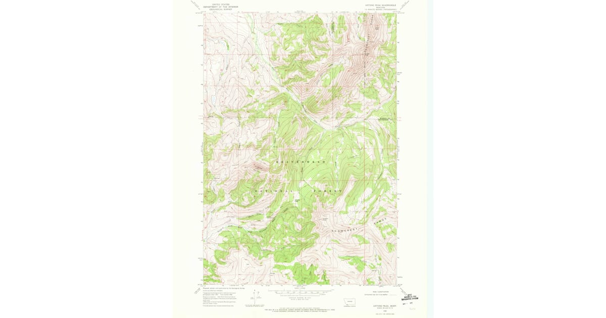 1968 Map of Antone Peak, Beaverhead County, MT — High-Res | Pastmaps