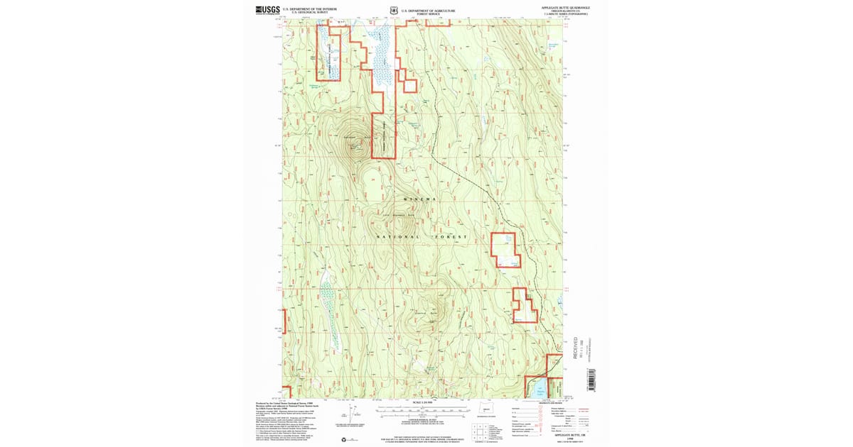 1998 Map of Applegate Butte, Klamath County, OR — High-Res | Pastmaps