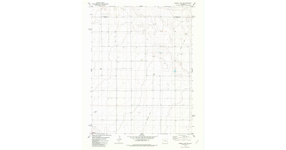 1982 Map of Arsenic Lake SW, Kiowa County, CO — High-Res | Pastmaps