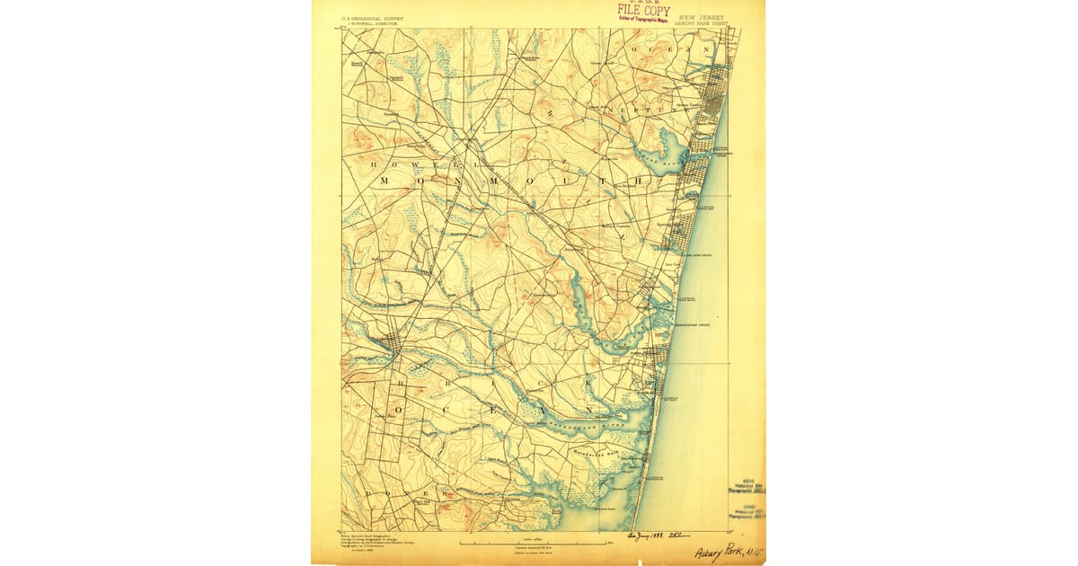 1800s 19th Century Maps of Interlaken - Asbury Park Monmouth County Nj Usgs Topo 1888 Og 1200x630 