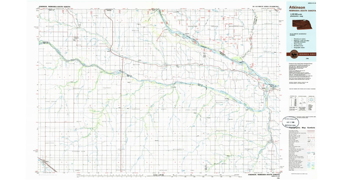 1986 Map of Atkinson, NE — High-Res | Pastmaps