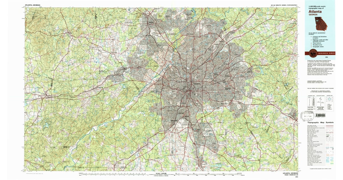 1980s Maps of Montclair Gwinnett - Atlanta Fulton County Ga Usgs Topo 1981 P1982 Og 1200x630
