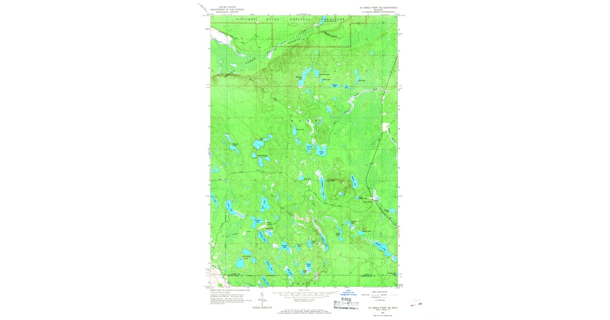 1966 Map of Au Sable Point SE, Alger County, MI — High-Res | Pastmaps