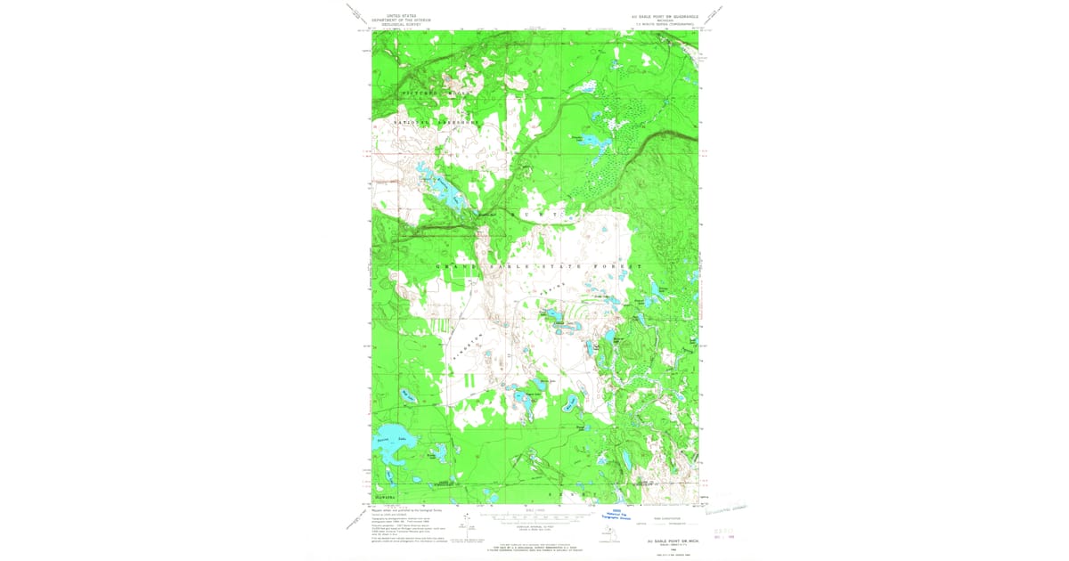 1966 Map of Au Sable Point SW, Alger County, MI — High-Res | Pastmaps