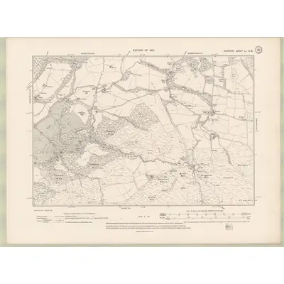 1908 Map of Ayrshire Sheet LI.NW, 1910 Print