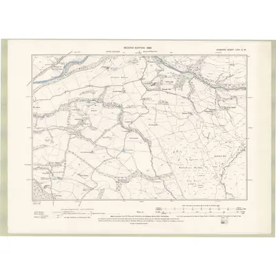 1894 Map of Ayrshire Sheet LXVI.SW, 1896 Print