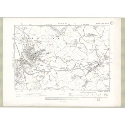 1908 Map of Ayrshire Sheet XVII.SW, 1911 Print