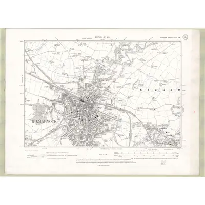 1908 Map of Ayrshire Sheet XVIII.SW, 1911 Print