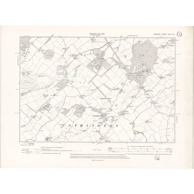 1908 Map of Ayrshire Sheet XXII.SE, 1910 Print