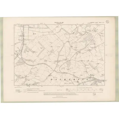 1908 Map of Ayrshire Sheet XXXIX.NE, 1910 Print