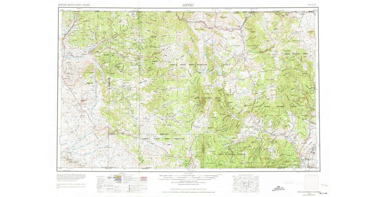 Old Maps of Chama NM for Genealogy - Aztec San Juan County Nm Usgs Topo 1954 P1975 Og 1200x630 
