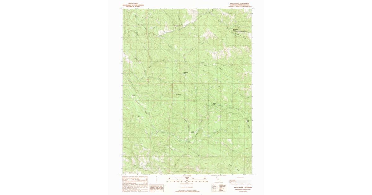 Bailey Rudge 1991 Map of Bailey Ridge, Mendocino County, CA — High-Res | Pastmaps