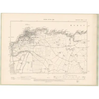 1902 Map of Banffshire Sheet V.SW, 1904 Print