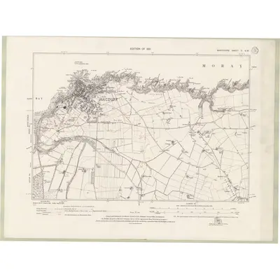 1929 Map of Banffshire Sheet V.SW, 1931 Print