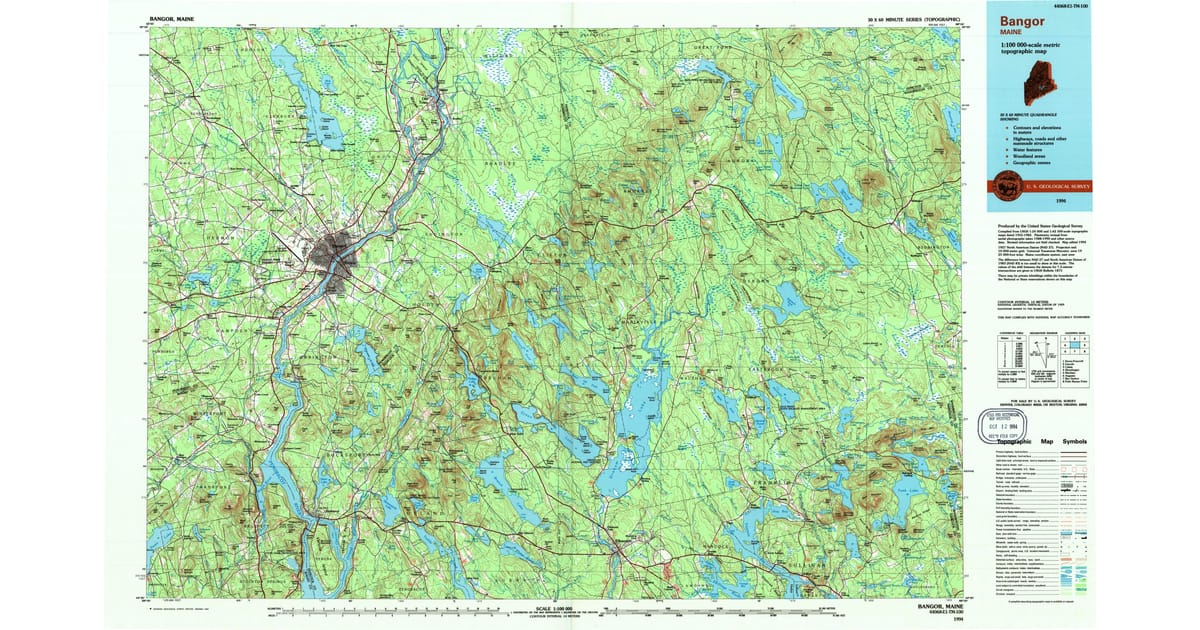 1990s Maps of Monroe ME Pastmaps - Bangor Hancock County Me Usgs Topo 1994 Og 1200x630 