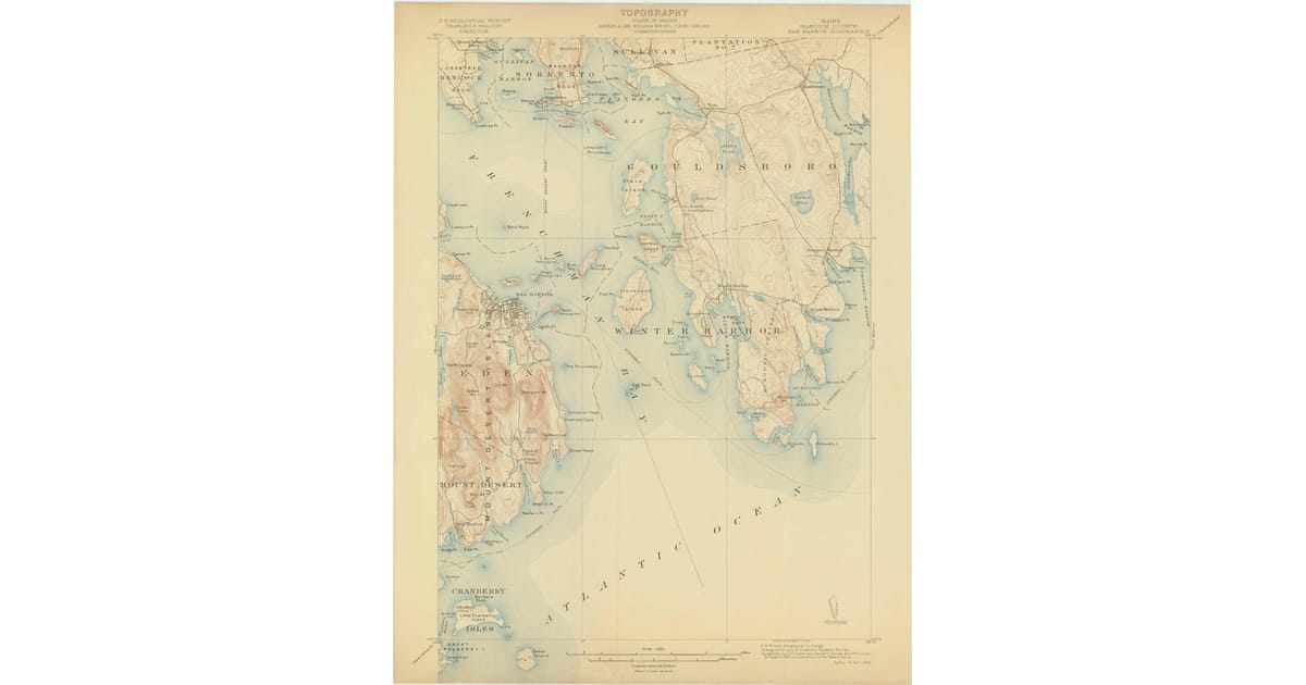 Old Maps of Sullivan ME for Academic - Bar Harbor Hancock County Me Usgs Topo 1904 Og 1200x630 