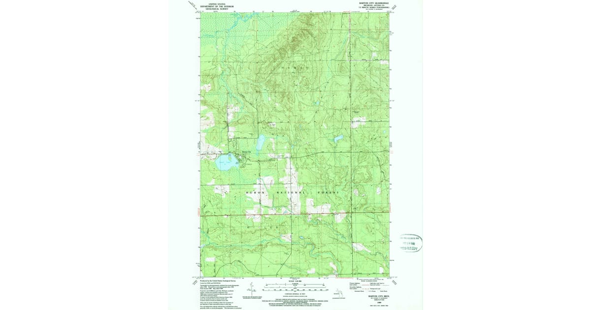 1989 Map of Barton City, Alcona County, MI — High-Res | Pastmaps