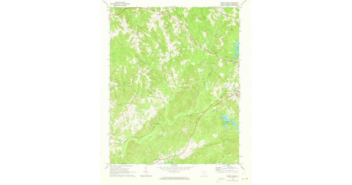 1969 Map of Baton Rouge, Chester County, SC — High-Res | Pastmaps