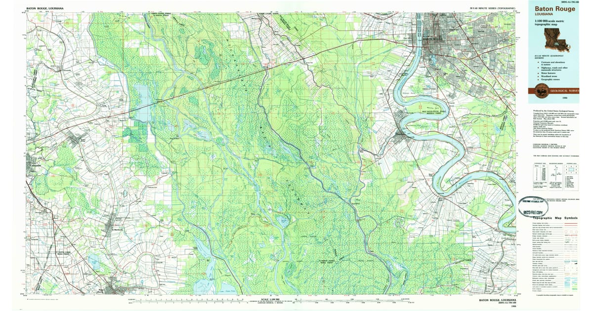 1980s Maps of Greenwell Forest - Baton Rouge Iberville County La Usgs Topo 1984 Og 1200x630