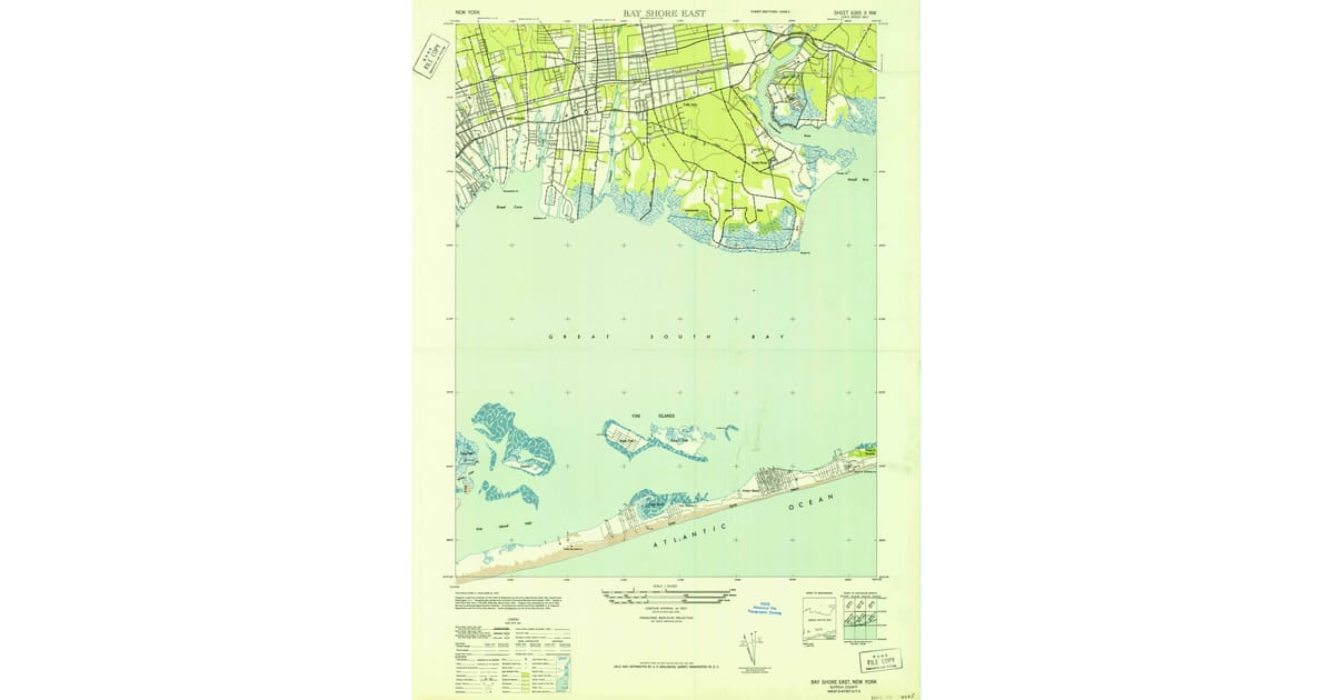 1944 Map of Bay Shore East, Brookhaven, NY — High-Res | Pastmaps