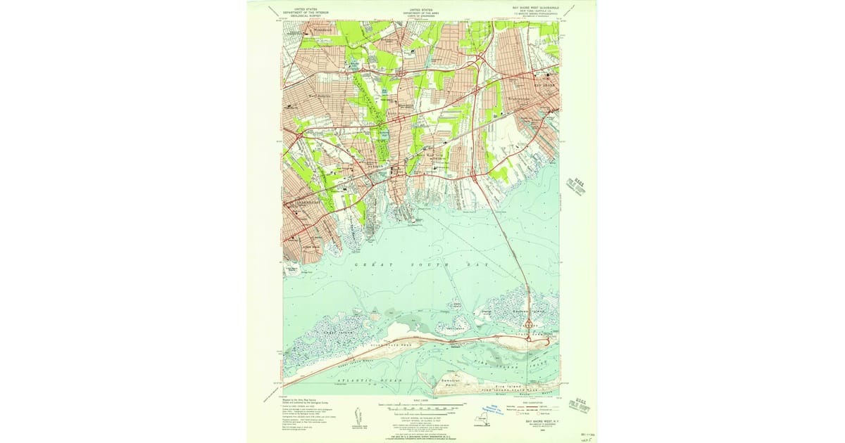 1954 Map of Bay Shore West, Suffolk County, NY — High-Res | Pastmaps